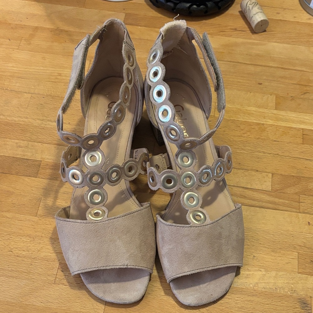 Gabor Beige Sandals with Silver Accents